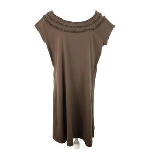 Fresh Produce Brown Cap Sleeve Summer Shift Dress sz L